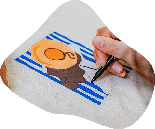 dessin sur textile avec un feutre fin