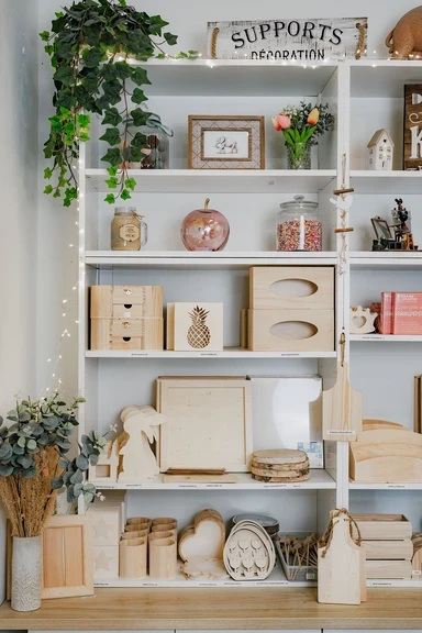 étagère de supports de customisation bois
